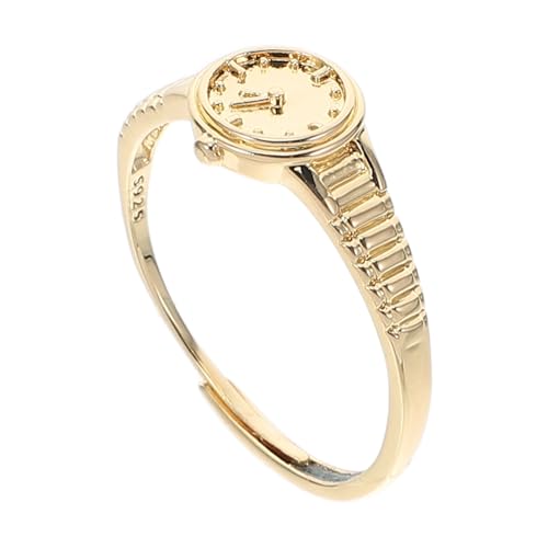FRCOLOR Verstellbarer Goldener Uhr ring Damen Schmuck Uhr Ring mit Offenem Design Minimalistischer Vintage Stil für Alltag und Geschenk von FRCOLOR