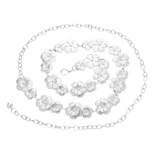 FRCOLOR Verstellbarer Metall Hüftgürtel mit Blumenmotiv Blüten Design Damen Taillenkette für Kleider Röcke Jeans Modisches Elegantes Taillenschmuck Zubehör von FRCOLOR