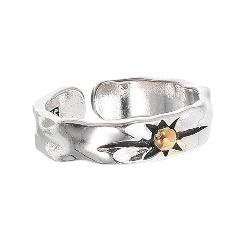 FRCOLOR Fingerring Verstellbar Für Frauen Sonnenring Design Aus Metall Verschleißfest Einzigartiger Schmuck Statement Offener Unisex Mode Hochzeit Party Anlass von FRCOLOR