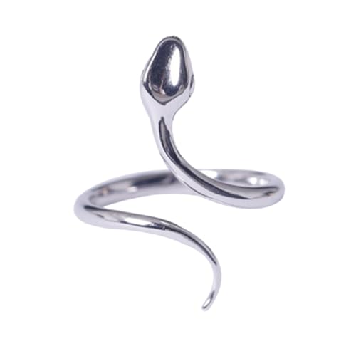 FRCOLOR Verstellbarer Schlangenring aus Sterling Silber Modisches Unisex Finger Schmuckstück Langlebig und Hautfreundlich Kreatives Design für Damen und Herren von FRCOLOR