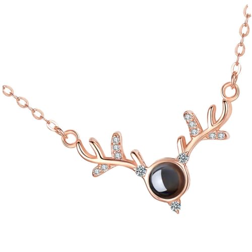 FRCOLOR Verstellbarer Vintage Halsring mit Niedlichem Geweih-anhänger in Roségold Modische Halsdekoration für Partys und Festliche Anlässe Eleganter Schmuck für Damen und Mädchen von FRCOLOR