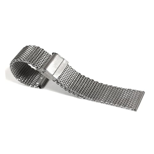 FRCOLOR Verstellbares Edelstahl Mesh Uhrenarmband Silber Ultradünn Robustes Armband mit Interlock Schnalle Verstellbar für Herren Damen Kompatibel mit Standarduhren von FRCOLOR
