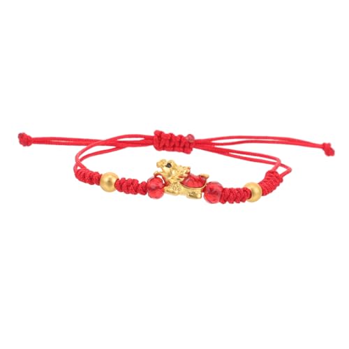 FRCOLOR Verstellbares Rotes Geflochtenes Armband mit Chinesischem Drachenschmuck Flexibles Seilarmband für Damen und Herren Modernes Feng Shui Schmuckstück Schutz Glücksbringer von FRCOLOR