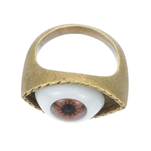 FRCOLOR Vintage Alloy Ring mit Exzentrischem Auge Design Punk Stil Fingerschmuck in Braun Einzigartiger Retro fingeraccessoire für Party und Halloween von FRCOLOR