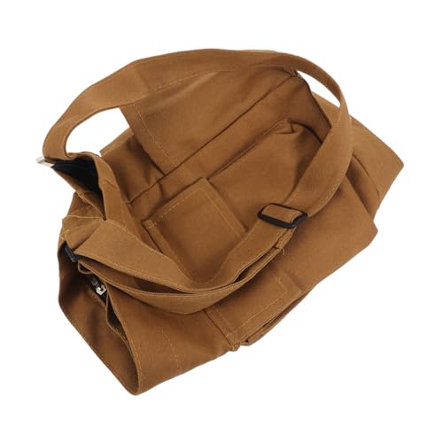 FRCOLOR Vintage Canvas Tote Bag Damen Groß Kapazität Schultertasche Verstellbar Retro Handtasche Braunes Segeltuch Arbeitstasche Alltag College von FRCOLOR