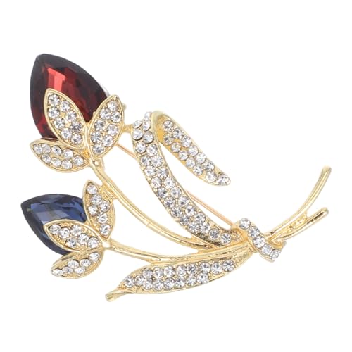 FRCOLOR Vintage Doppelblüten Brosche mit Funkelnden Kristallen Stabile Sicherheitsnadel Elegante Anstecknadel für Kleider Bouquets Schals Vielseitiger Schmuck für Damen bei Besonderen von FRCOLOR