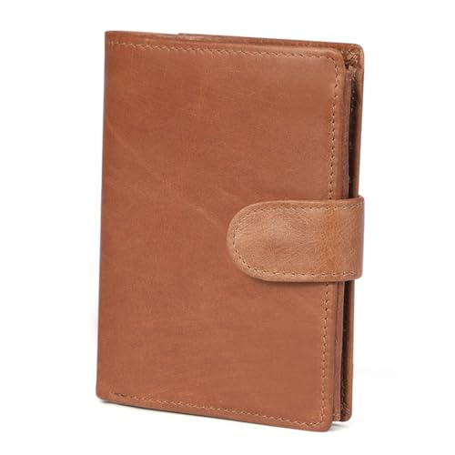 FRCOLOR Vintage Echtes Geldbörse für Herren Multifunktionales Magnet Portemonnaie mit RFID Schutz Kartenfächern und Münzfach Tragbarer Clutch für Männer Hellbraun von FRCOLOR