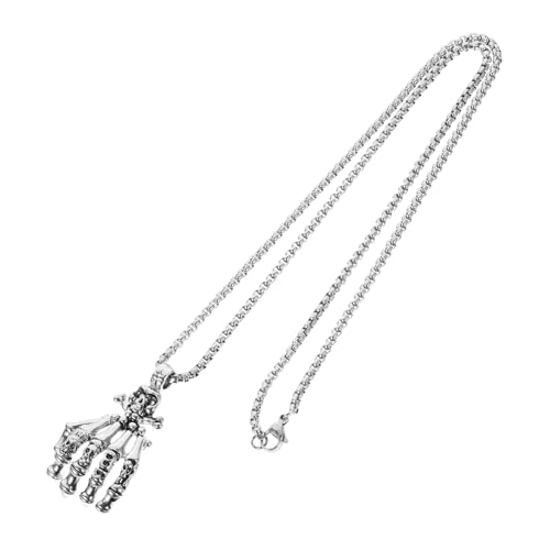 FRCOLOR Vintage Halloween Halskette für Herren mit Retro Schädel Anhänger Robuste Gothic Kette Stilvolles Halloween Schmuck Accessoire für Alltag und Party von FRCOLOR