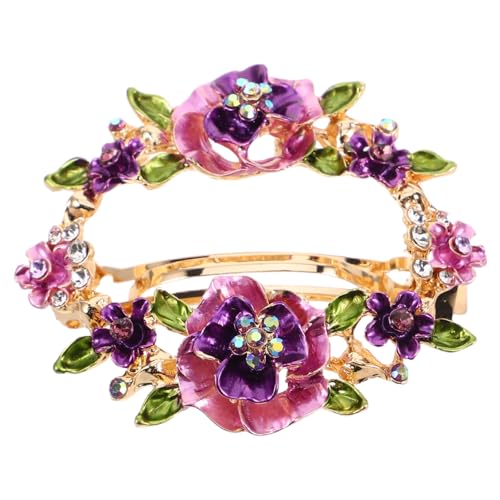 FRCOLOR Vintage Handbemalte Blumen Haarspange mit Funkelnden Strasssteinen Robuster Metallclip mit Federndem Verschluss Eleganter Haarschmuck für Damen Geeignet für Verschiedene Frisuren von FRCOLOR