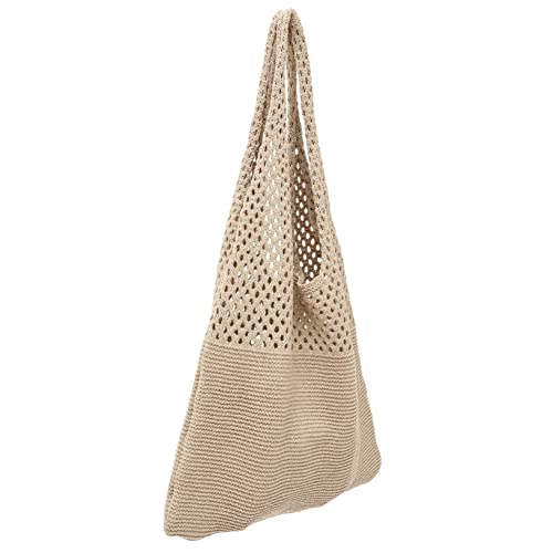FRCOLOR Vintage Handtasche Damen Großer Häkeltasche Strapazierfähigem Umhängetasche für Strand Shopping Freizeit Ästhetisches Design Langlebig Leicht Karottenton von FRCOLOR