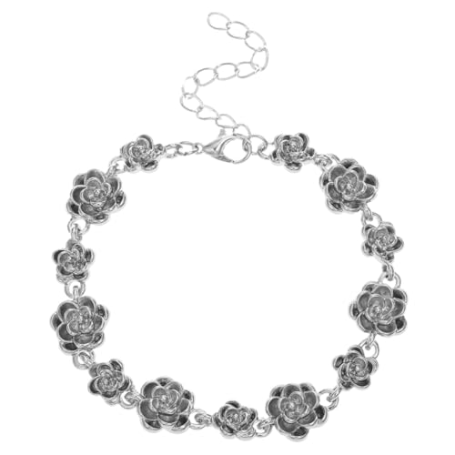 FRCOLOR Vintage Rosen Armband Damen Metall Legierung Distressed Finish Modisches Blumen Design Langlebiges Wrist Jewelry Geeignet für Alltag und Besondere Anlässe von FRCOLOR
