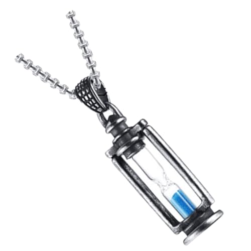 FRCOLOR Vintage Sanduhr Anhänger Halskette Herren Titan Gliederkette Retro Sand Timer Schmuck Geschenk von FRCOLOR