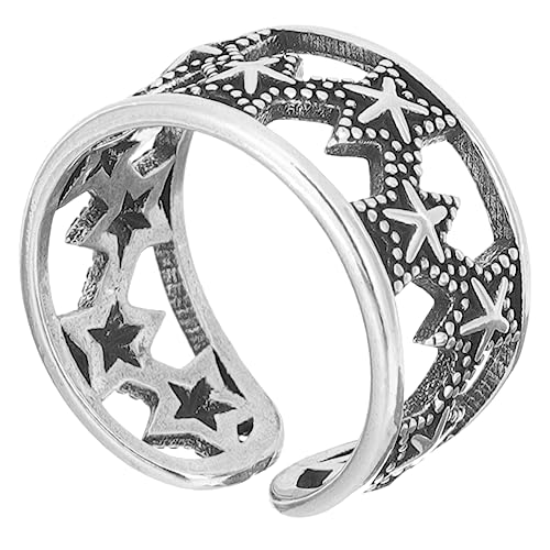 FRCOLOR Vintage Star Ring Damen Verstellbarer Offener Ring Stilvolles für Besondere Anlässe für Partys Robustes Design von FRCOLOR