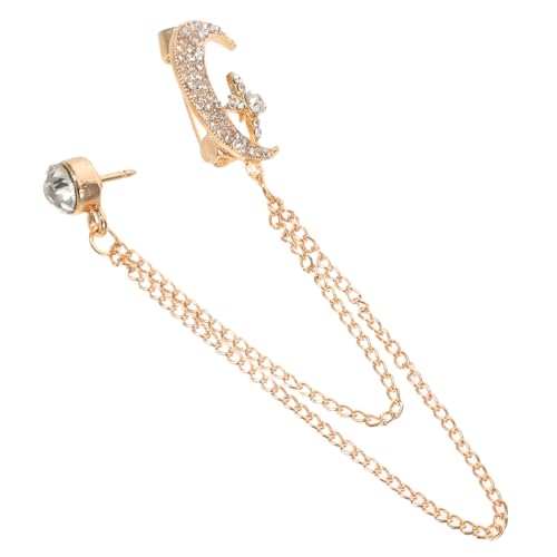 FRCOLOR Vintage Strass Stern Mond Brosche mit Kette und Quaste Langlebige Anstecknadel für Jacken und Kleidung Elegantes Accessoire für Damen und Herren Goldfarben Vielseitig für Hemd und FRCOLOR Vintage Strass Stern Mond Brosche mit Kette und Quaste Langlebige Anstecknadel für Jacken und Kleidung Elegantes Accessoire für Damen und Herren Goldfarben Vielseitig für Hemd und von FRCOLOR