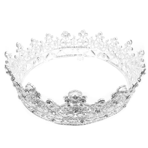 FRCOLOR Vintage Strass Brautkrone Tiara Mit Seitlichem Kamm Glitzernd Für Hochzeit Verlobung Silber von FRCOLOR