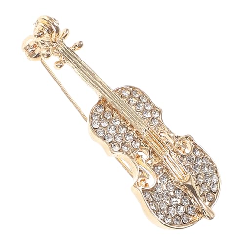 FRCOLOR Violin Brosche mit Funkelnden Kristallstrass Modisches Anstecknadel Accessoire für Anzüge Mäntel Rucksäcke und Hemden Vielseitiges Schmuckstück für Damen und Herren in Gold von FRCOLOR