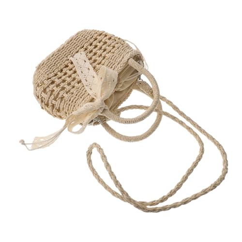 FRCOLOR Waldstrohwebbeutel Urlaubshandtaschen Schultertaschen für Damen Geldbörse Schultergurt Geldbeutel über der Schultertasche Frauen Urlaubsumhängetasche Reisetasche Beige von FRCOLOR