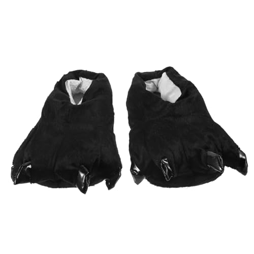 FRCOLOR Warme Baumwoll Hausschuhe Damen Lustige Cartoon Tierklaue Pantoffeln Atmungsaktive Bequeme Indoor Schuhe Geeignet für Cosplay Festliche Partys und Freizeit Schwarz von FRCOLOR