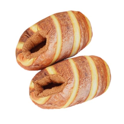 FRCOLOR Warme Damen Hausschuhe Brot Simulation Flauschige Winter Baumwollpantoffeln mit Fersenumschlag Leicht Rutschfeste Slipper für Zuhause Freizeitgröße von FRCOLOR