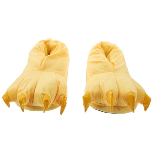 FRCOLOR Warme Damen Hausschuhe Winter Flauschige Cartoon krallen form Weiche Supple Slipper für Zuhause Bequeme Indoor Schuhe Gelb Große Leicht und Kuschelig von FRCOLOR