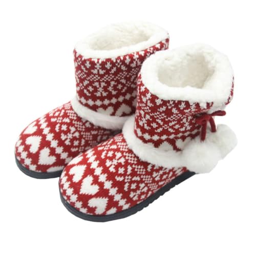 FRCOLOR Warme Damen Winter Hausschuhe mit Dickem Sohlenprofil Flauschigem Innenfutter und Rutschfester Sohle Bequeme Gefütterte Baumwollpantoffeln für Kalte Tage im Haus und Indoor von FRCOLOR