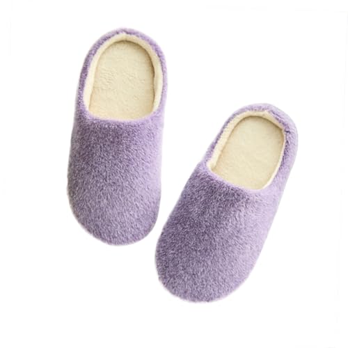 FRCOLOR Warme Hausschuhe Damen und Herren Weiche Plüsch Hausschuhe mit Baumwollfüllung Rutschfeste Flexible Flauschige Winterschuhe für Zuhause Rosa von FRCOLOR