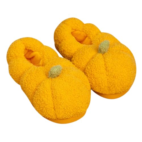 FRCOLOR Warme Plüsch Hausschuhe Damen Winter Dicke Rutschfeste Indoor Slipper mit Kürbis Design Gemütliche Leichte Hausschuhe für Zuhause Büro und Reisen Weiches Futter von FRCOLOR