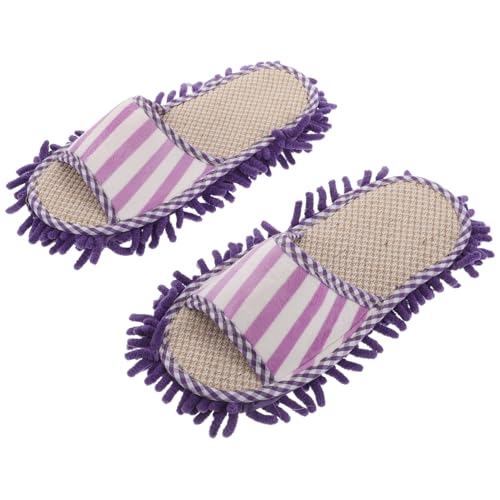 FRCOLOR Waschbare Chenille Wischmopp Hausschuhe für Bodenreinigung Weiche Pliable Mop Schuhe Abnehmbare Reinigungsslipper für Haus Büro Hotel Praktische Staubputzschuhe von FRCOLOR