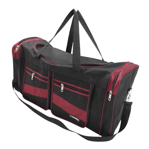 FRCOLOR wasserdichte Reisetasche Aus Pu-Material Großes Fassungsvermögen Mit Außentaschen Tragbar Für Geschäftsreisen Camping Und Shopping Rot von FRCOLOR