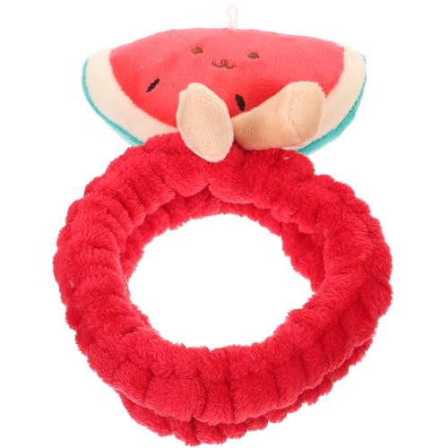 FRCOLOR Wassermelonen-Stirnband Süß Make-Up Plüsch Weich Dehnbar Flauschig 7 47 X 5 5 Cm. 50 Zoll Rotes Korallenvlies-Plüsch-Make-Up-Spa-Haarband Für Frauen Und Mädchen von FRCOLOR