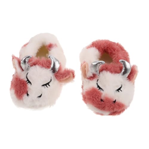 FRCOLOR Weiche Warme Mädchen Hausschuhe mit Niedlichem Kuh Kuschelige Indoor Pantoffeln für Kleinkinder Plüschige Rutschfeste Hausschuhe für Junge Mädchen und Kleine von FRCOLOR