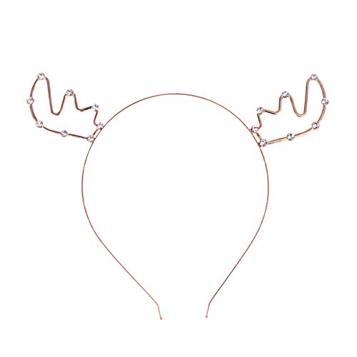 FRCOLOR Weihnachten Rentier Geweih Stirnbänder Kristall Strass Hirsch Horn Stirnband Hirsch Ohren Haarband Foto Requisite für Weihnachten Kinder Geschenke Mädchen Jungen (Golden) von FRCOLOR