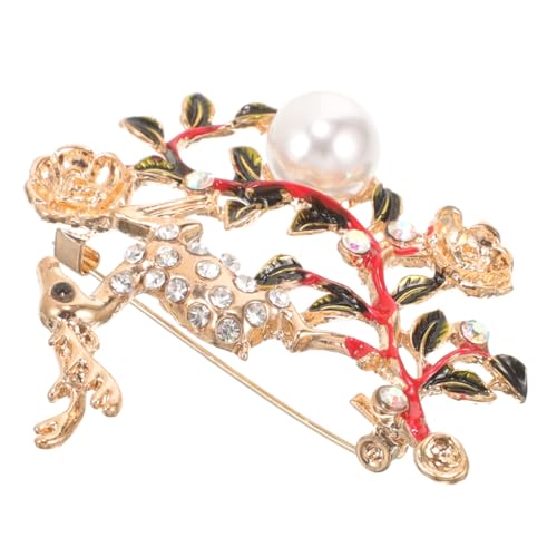 FRCOLOR Weihnachtliche Broschennadel mit Strass und Perlen Modische Anstecknadel für Damen Langlebige Legierung Schmuck für Kleidung und Diy-basteln Festliche Dekoration von FRCOLOR