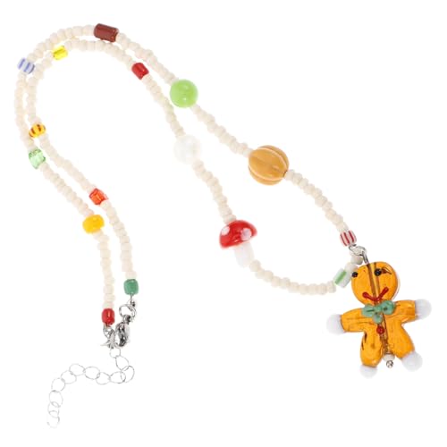 FRCOLOR Weihnachtliche Lebkuchenmann Halskette Kunststoff Langlebiger Anhänger für Festliche Party Vielseitige Schlüsselbein Kette Süßer Weihnachtskeks Schmuck für Geschenkideen von FRCOLOR
