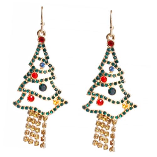 FRCOLOR Weihnachtliche Ohrhänger mit Asymmetrischem Design Glänzendem Metalllegierung Modischem Weihnachtsbaum Anhänger Leichter Ohrschmuck für Damen Festliche Accessoires für Alltag und von FRCOLOR