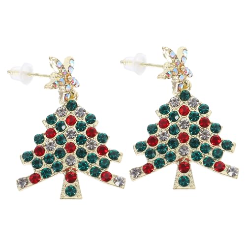 FRCOLOR Weihnachtliche Ohrstecker Damen mit Funkelnden Zirkonia Weihnachtsbaum Design Leicht Modisch für Party Alltag und Festtage Eleganter Ohrschmuck für Frauen von FRCOLOR