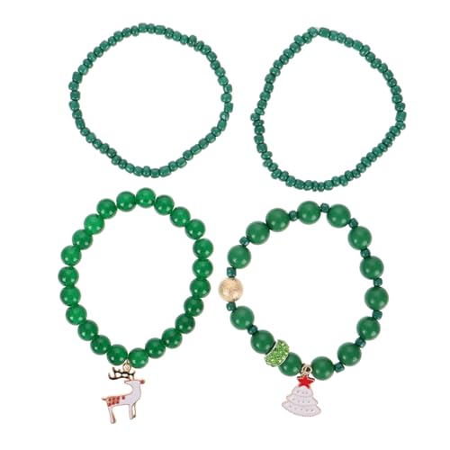 FRCOLOR Weihnachtliche Perlenarmbänder Set mit und Weihnachtsbaum Anhänger Dehnbare Acrylarmbänder Modisch Vielseitig Kombinierbar Festlicher Schmuck für Damen und Herren von FRCOLOR