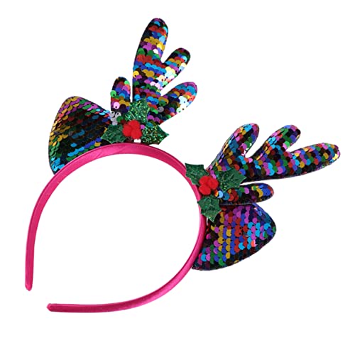 FRCOLOR Haarreifen Faltbares Stirnband Weihnachtshaarband Paillettengeweih Für Weihnachtsfeiern Und Veranstaltungen von FRCOLOR