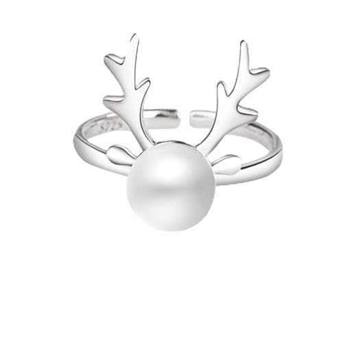 FRCOLOR Weihnachtlicher Perlenring Geweih Design Mini Finger Dekoration Damenstylish Charmanter Schmuck für Party Alltag FRCOLOR Weihnachtlicher Perlenring Geweih Design Mini Finger Dekoration Damenstylish Charmanter Schmuck für Party Alltag von FRCOLOR