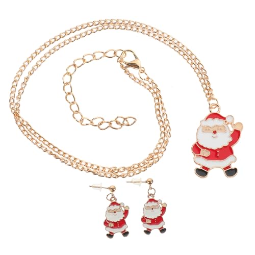 FRCOLOR Weihnachtliches Schmuckset Damen Halskette und Ohrringe Legierung Anhänger für Mädchen Festliches Accessoire von FRCOLOR