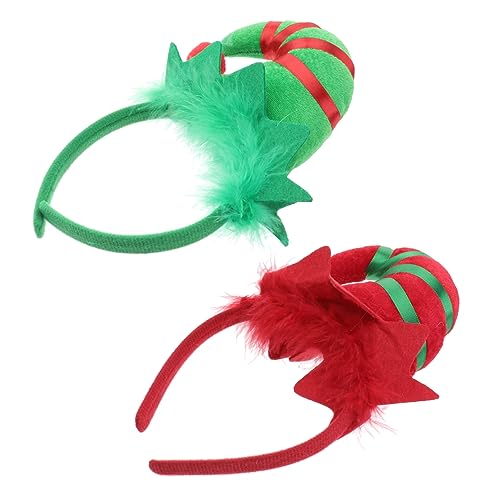 FRCOLOR Weihnachts Haarreifen Rot Und Grün Lustige Horn Kopfbedeckung Für Frauen Und Mädchen Festlicher Haarschmuck Für Weihnachtszeit von FRCOLOR