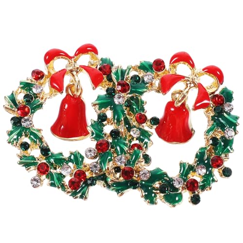 FRCOLOR Weihnachts Ohrringe Damen Kranzform mit Glitzer Christbaumschmuck Ohrhänger für Weihnachtsfeier Elegante Ohrstecker als für Mädchen und Frauen von FRCOLOR
