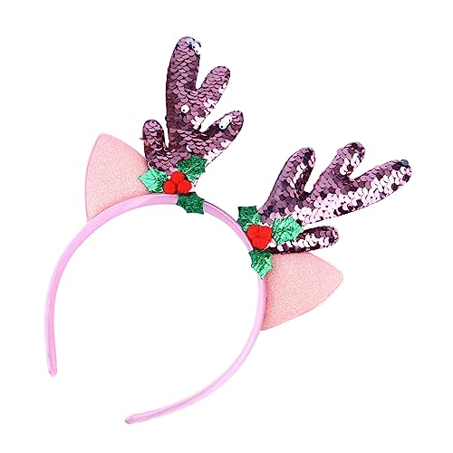 FRCOLOR Weihnachtsstirnband Weihnachtsdekoration Geweihkopfschmuck Hirschgeweih-stirnband Weihnachtsgeweih Haarspange Weihnachtskopfbedeckung Weihnachten Prinzessin Pailletten Kind Stoff von FRCOLOR