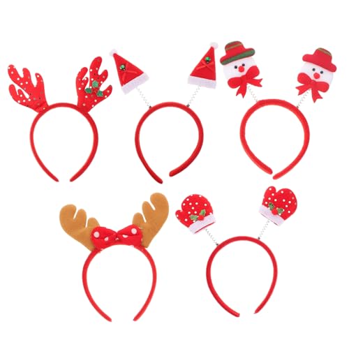 FRCOLOR 5stücke Weihnachts-stirnband Dekorativer Schneemannkopf Haarschmuck Für Partys Junge Mädchen Weihnachtshaarreif Weihnachtskopfbedeckung Weihnachtsstirnband Weihnachtshaarschmuck von FRCOLOR