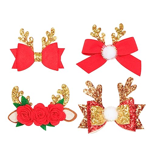 FRCOLOR Weihnachts-haarspange mit Blumenmuster für Jungen und Mädchen Haarspangen-set mit Glitzernden Geweihen für Weihnachtsdekoration von FRCOLOR