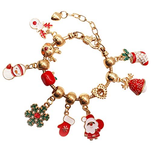 FRCOLOR Weihnachtsarmband Set DIY mit Großen Goldfarbenen Perlen Bunter Schmuck Basteln Armband für Mädchen und Teens Festliches Handarbeitsgeschenk von FRCOLOR