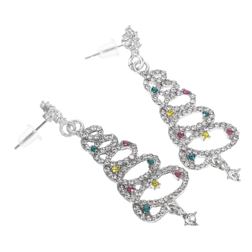 FRCOLOR Weihnachtsbaum Ohrstecker Silber mit Bunten Zirkonsteinen Eleganter Ohrschmuck für Damen und Geschenkidee für Weihnachten von FRCOLOR
