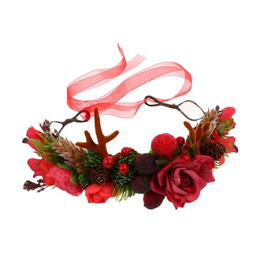 FRCOLOR Weihnachtskranz Haarband Blumen Stirnband Beeren Kopfbedeckung Kranz Haarband Für Frauen Party Foto Requisiten Kostümpartys Weihnachten Ostern Silvester Alltag von FRCOLOR