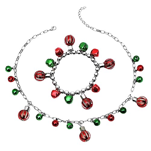 FRCOLOR Weihnachtsschmuck Set Damen Teilig Halskette und Armband mit Bunten Glocken Vintage Stil Langlebige Festliche Party Accessoires für Weihnachten und Feierlichkeiten von FRCOLOR