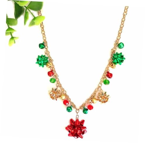 FRCOLOR Weihnachtsschmuck Set Damen mit Blumen und Farbigen Glocken Halskette Ohrstecker Armband Festlich Elegantes Weihnachts Accessoire für Party und Familienfeier von FRCOLOR